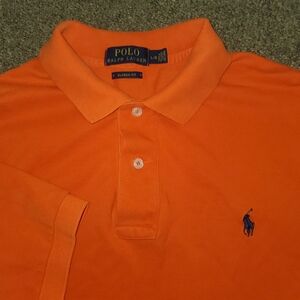 Polo Ralph Lauren Polo Shirt Mens Large Classic Fit Orange Short Sleeve